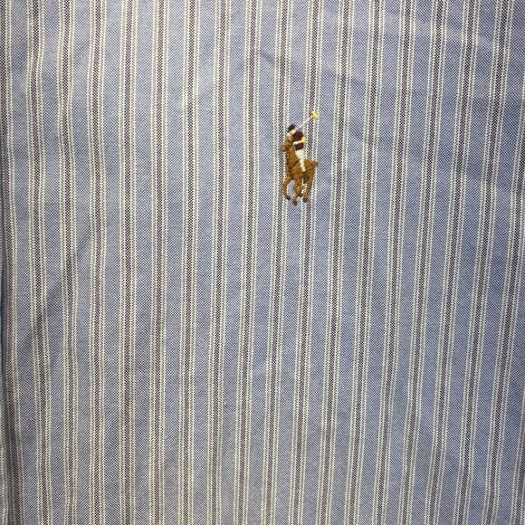 Ralph Lauren Dress Shirt Mens Size XXLarge Blue Striped Long Sleeve Button Up - Picture 6 of 9